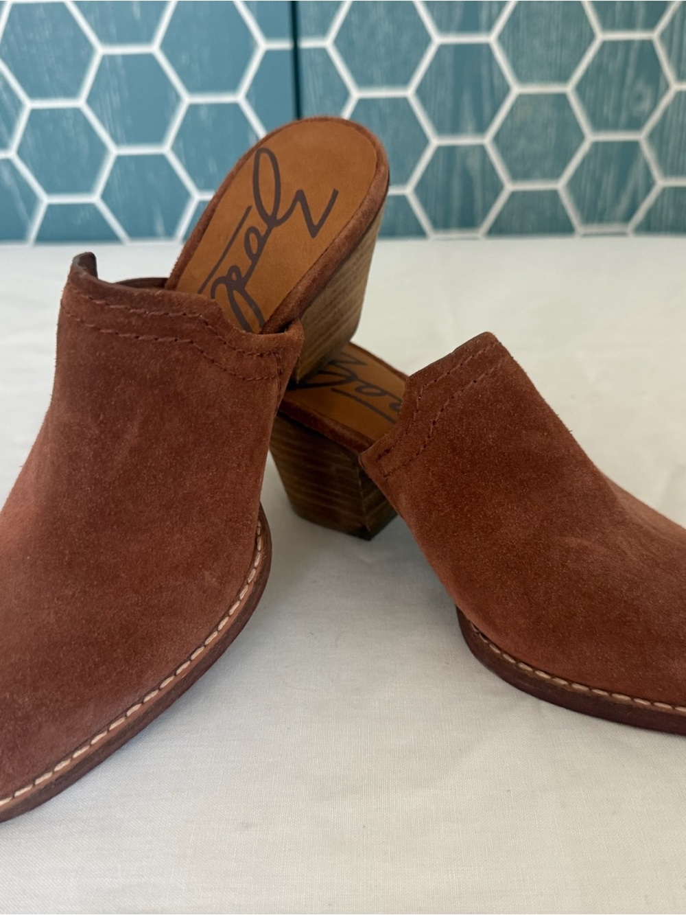 Zodiac Rust Brown Suede Mule Heels